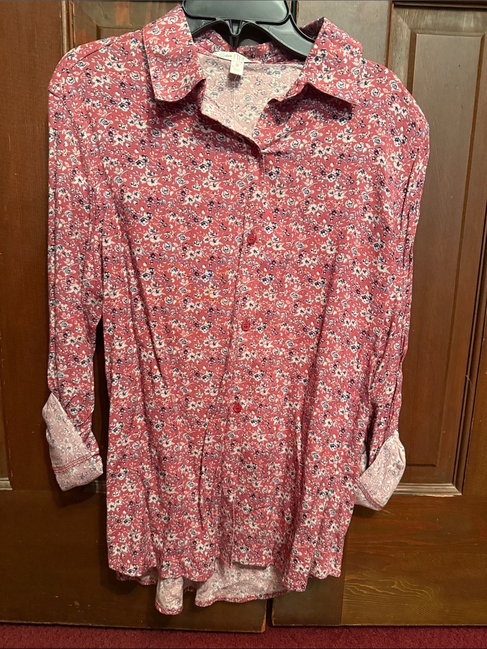 love, Fire Pink Floral Button-Down Blouse